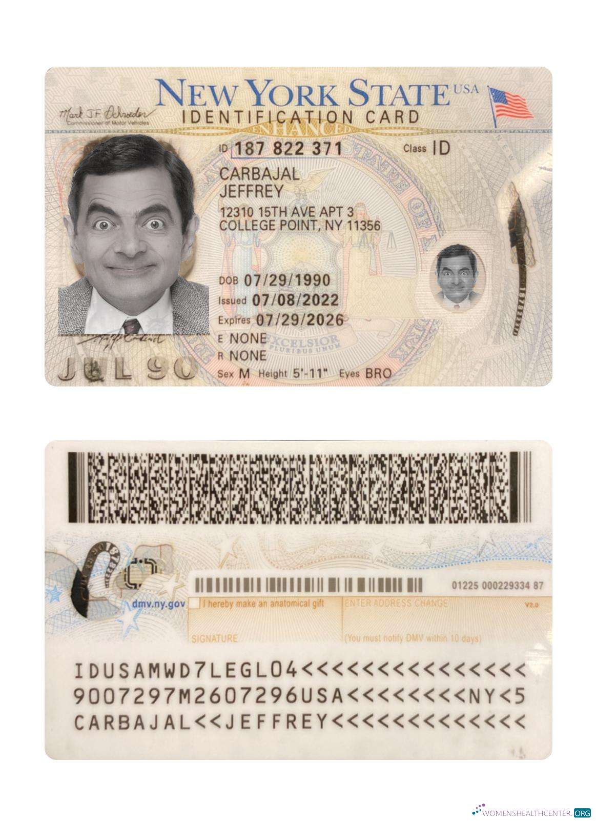 Download USA New York ID card 2022 present Photoshop template